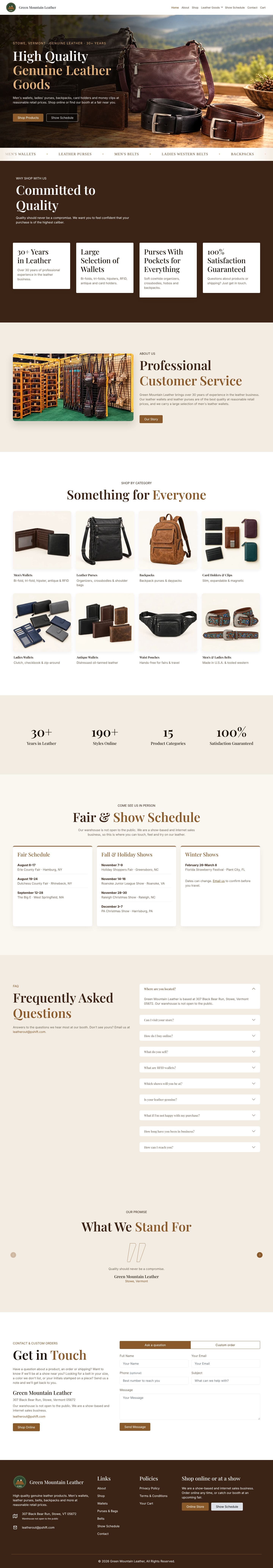 Green Mountain Leather – full page screenshot